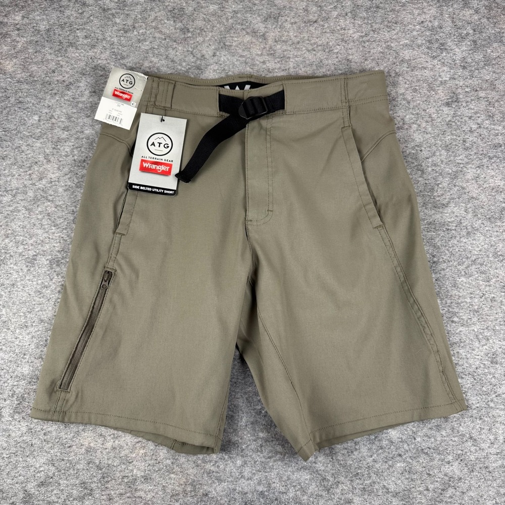Wrangler ATG Utility Shorts 9" Belted Polyester Stretch Pockets Khaki Mens 30
